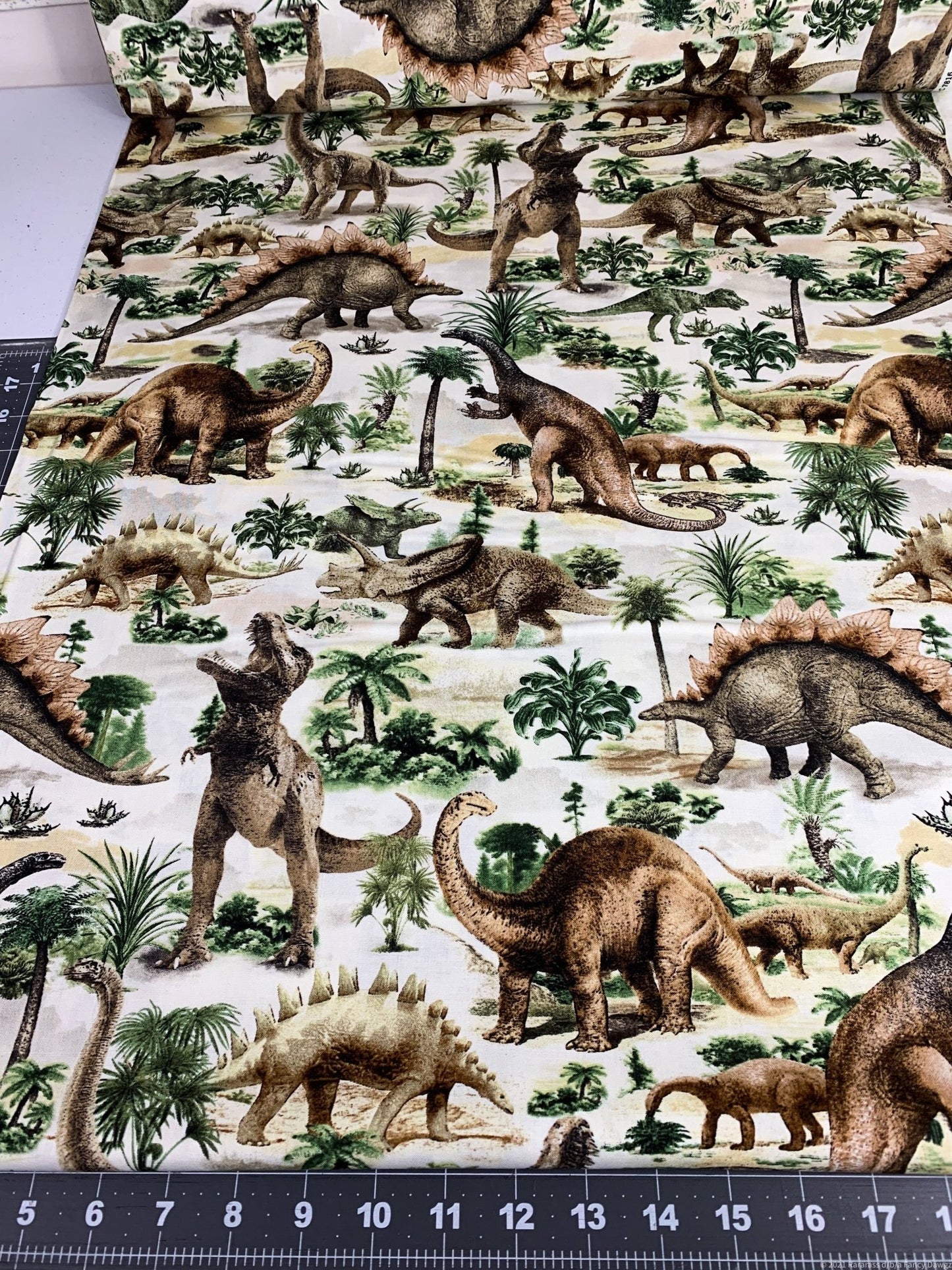 T Rex Dinosaur fabric C7816 Allover Dinosaurs - Mary Jo Fabrics