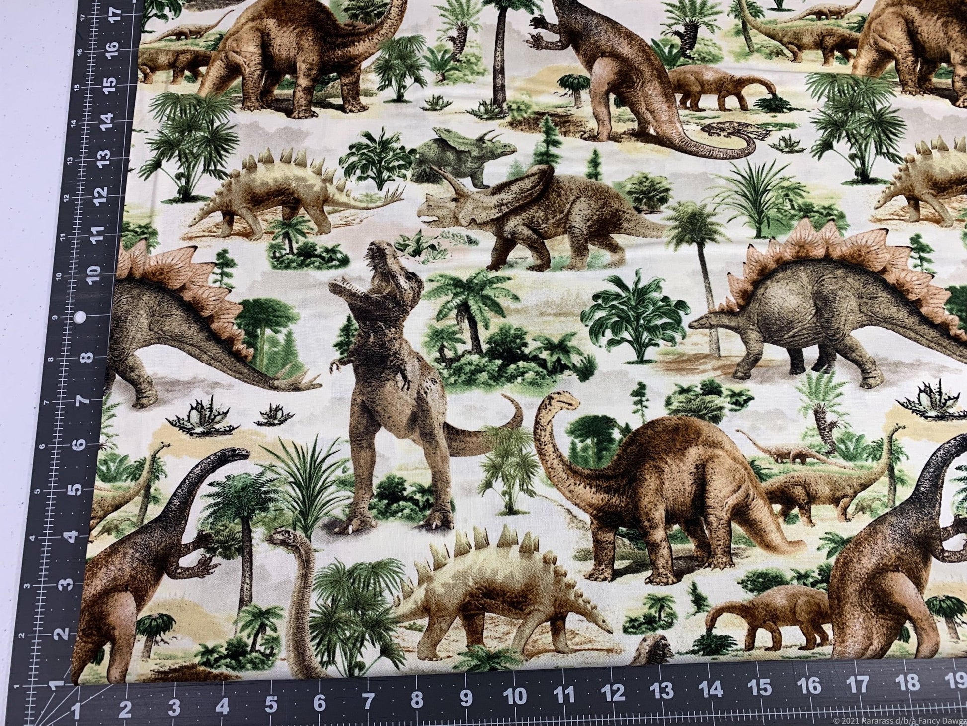 T Rex Dinosaur fabric C7816 Allover Dinosaurs - Mary Jo Fabrics