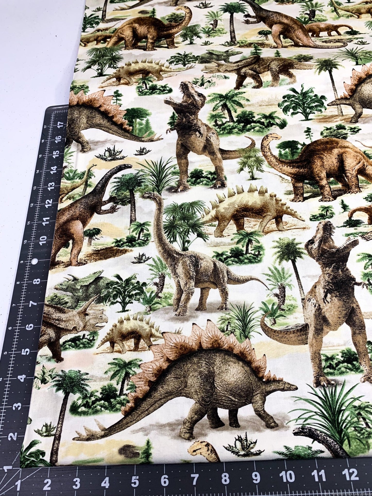 T Rex Dinosaur fabric C7816 Allover Dinosaurs - Mary Jo Fabrics