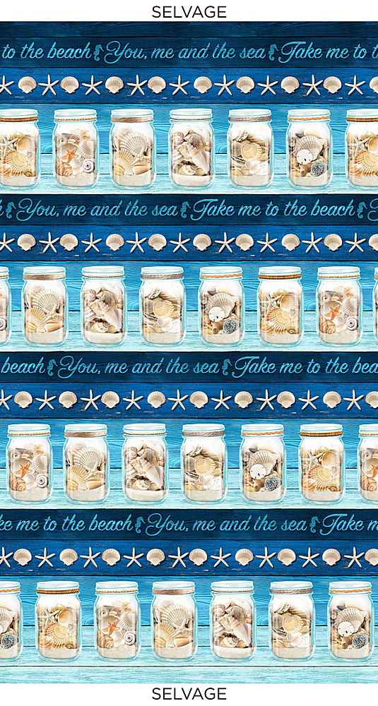 Take Me to the Beach fabric C6745 seashell fabric - Mary Jo Fabrics