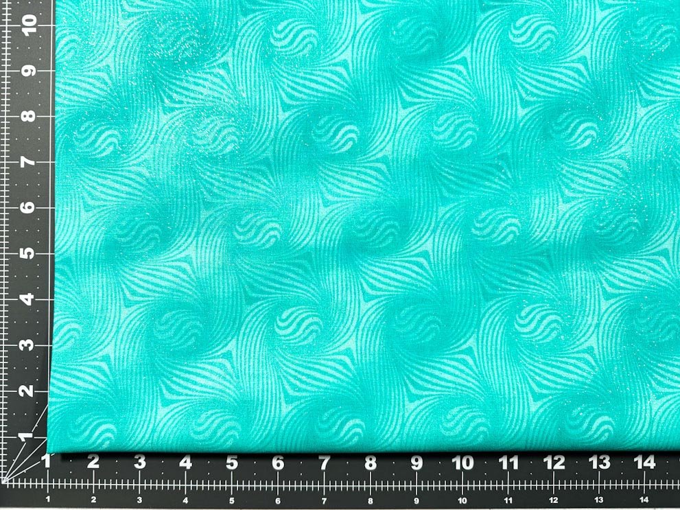 Teal Blue Blender fabric with silver glitter - Mary Jo Fabrics