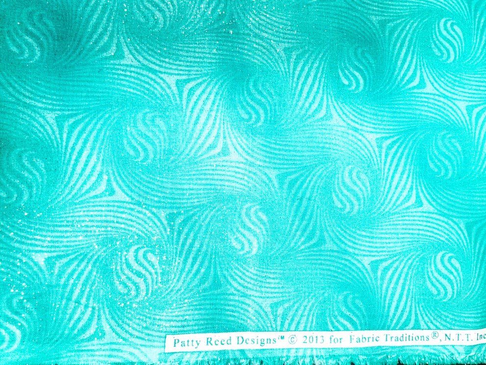 Teal Blue Blender fabric with silver glitter - Mary Jo Fabrics