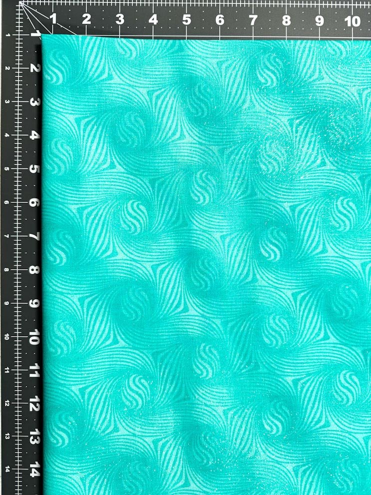 Teal Blue Blender fabric with silver glitter - Mary Jo Fabrics