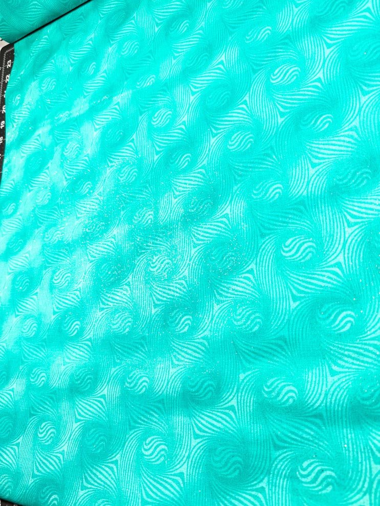 Teal Blue Blender fabric with silver glitter - Mary Jo Fabrics