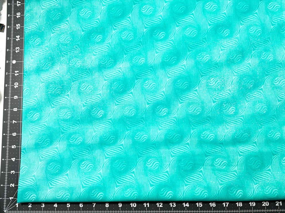 Teal Blue Blender fabric with silver glitter - Mary Jo Fabrics