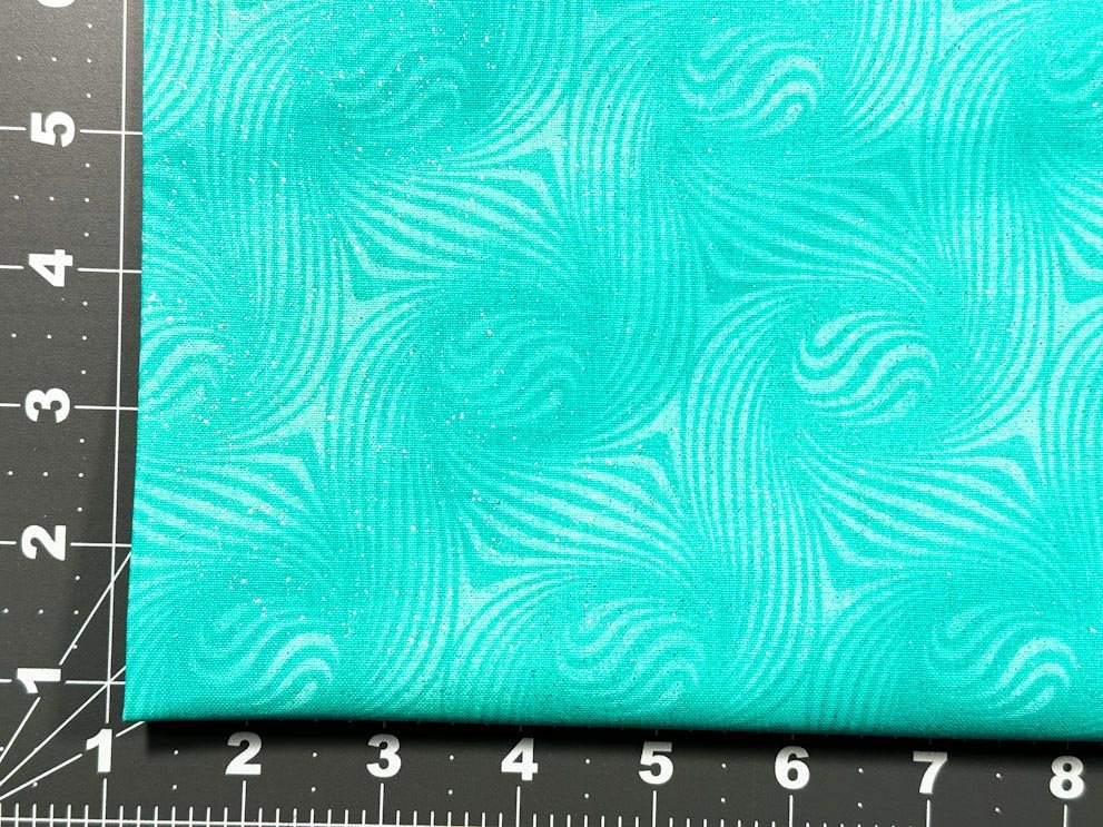 Teal Blue Blender fabric with silver glitter - Mary Jo Fabrics