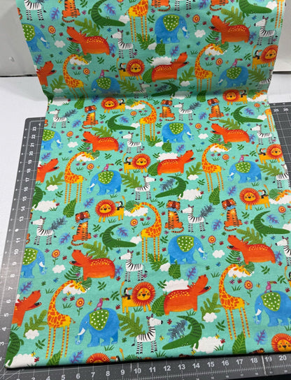 Teal Zoo Animal FLANNEL Fabric 44 - 7952 Fun Flannels - Mary Jo Fabrics