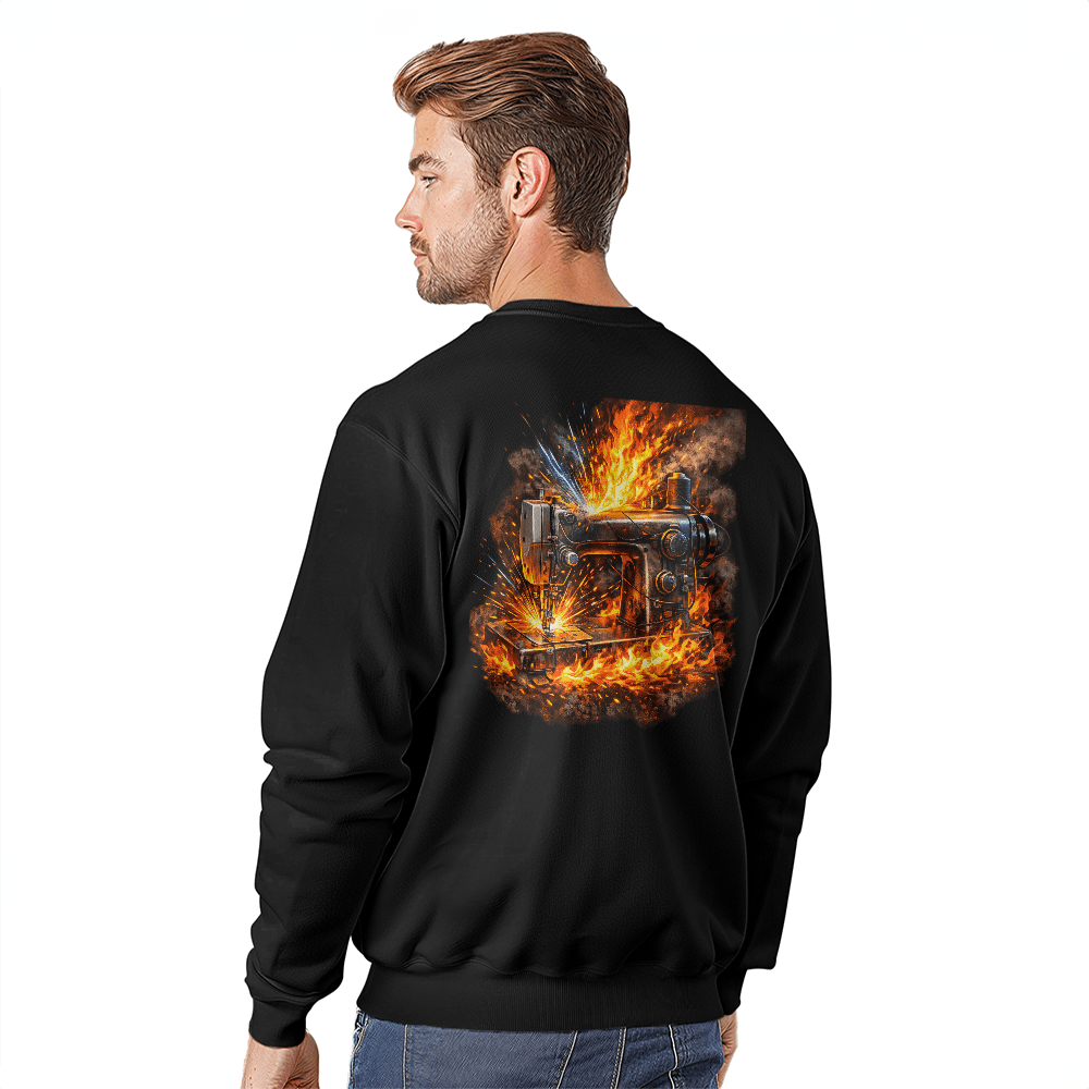 This Sewing Machine is on Fire Sweatshirt - Great to Wear while Sewing - Mary Jo Fabrics