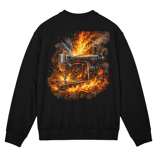 This Sewing Machine is on Fire Sweatshirt - Great to Wear while Sewing - Mary Jo Fabrics