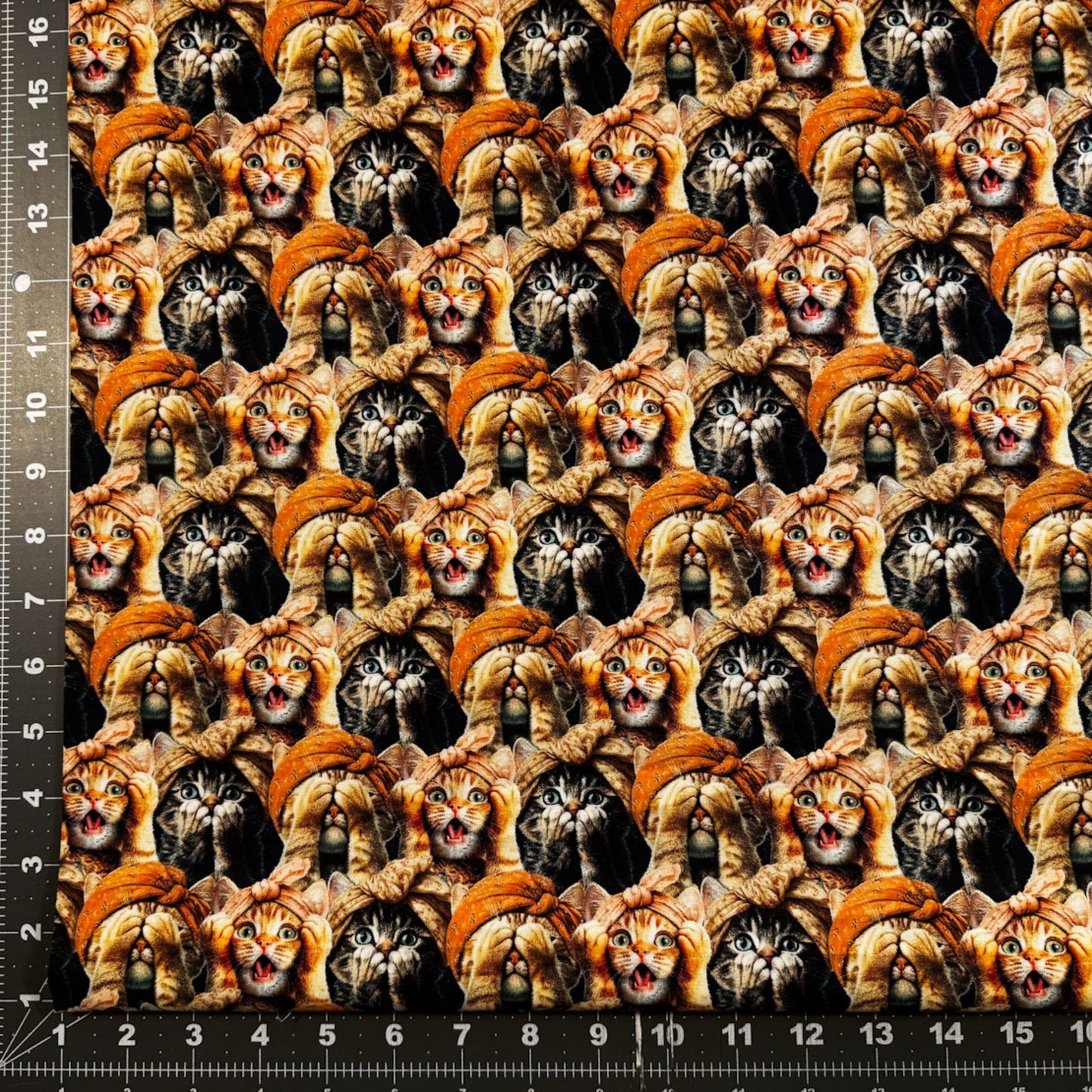 Three Wise Cats Cotton Fabric 24208 See no Evil Cats - Mary Jo Fabrics