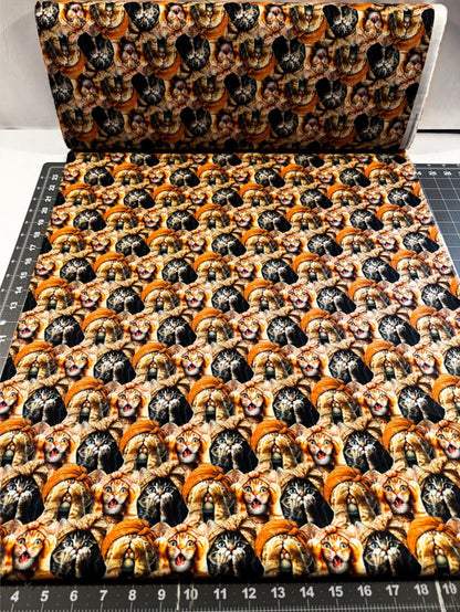 Three Wise Cats Cotton Fabric 24208 See no Evil Cats - Mary Jo Fabrics