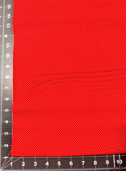 Tiny White Polka Dots Cotton fabric 1948 Lipstick Red - Mary Jo Fabrics