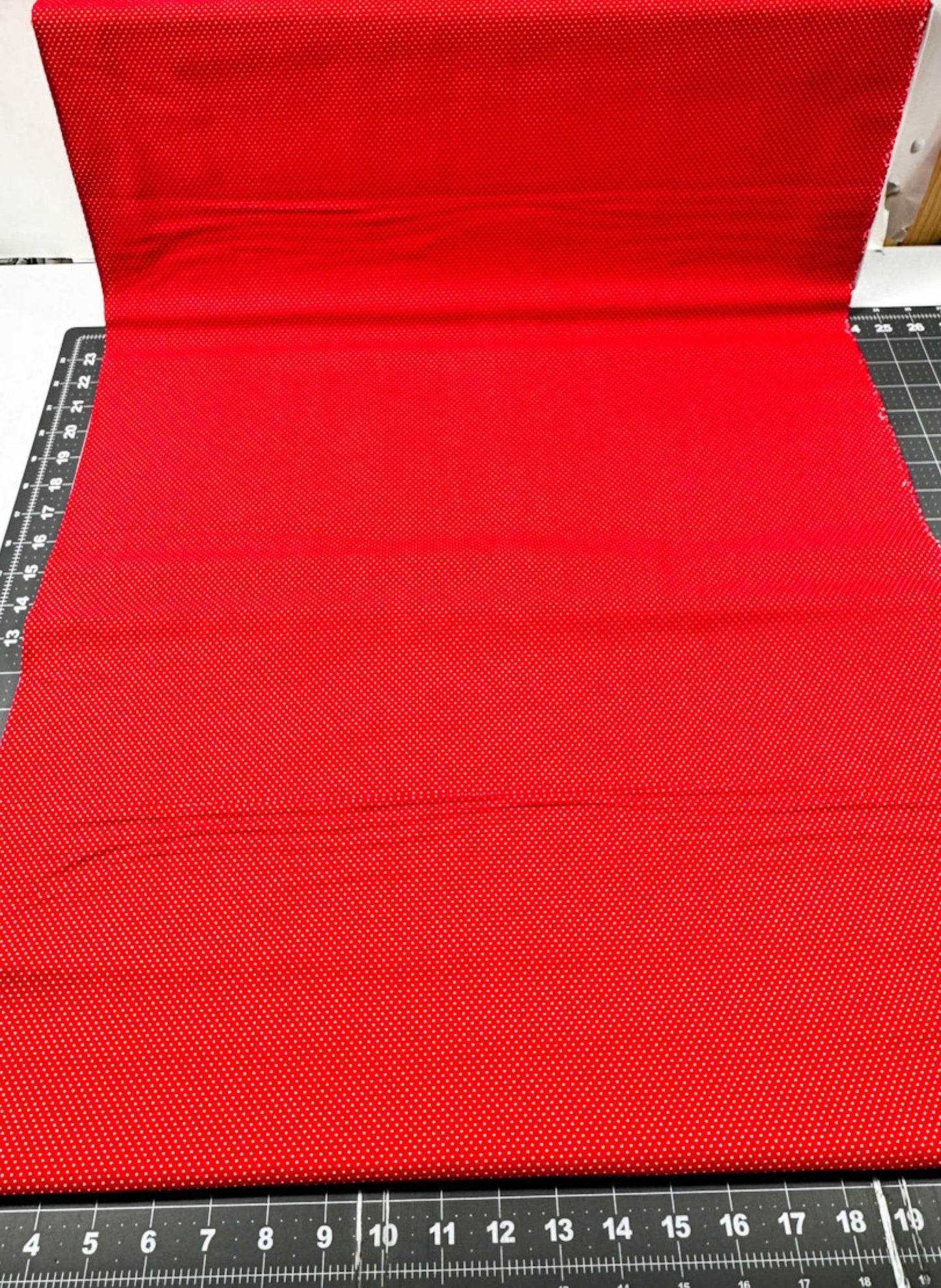 Tiny White Polka Dots Cotton fabric 1948 Lipstick Red - Mary Jo Fabrics