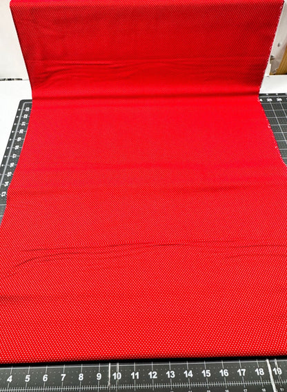 Tiny White Polka Dots Cotton fabric 1948 Lipstick Red - Mary Jo Fabrics