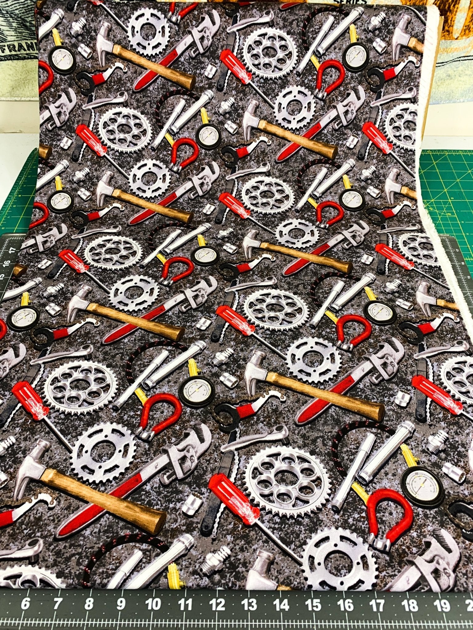 Tools fabric 517 - 97 Hammer and Wrench fabric - Mary Jo Fabrics