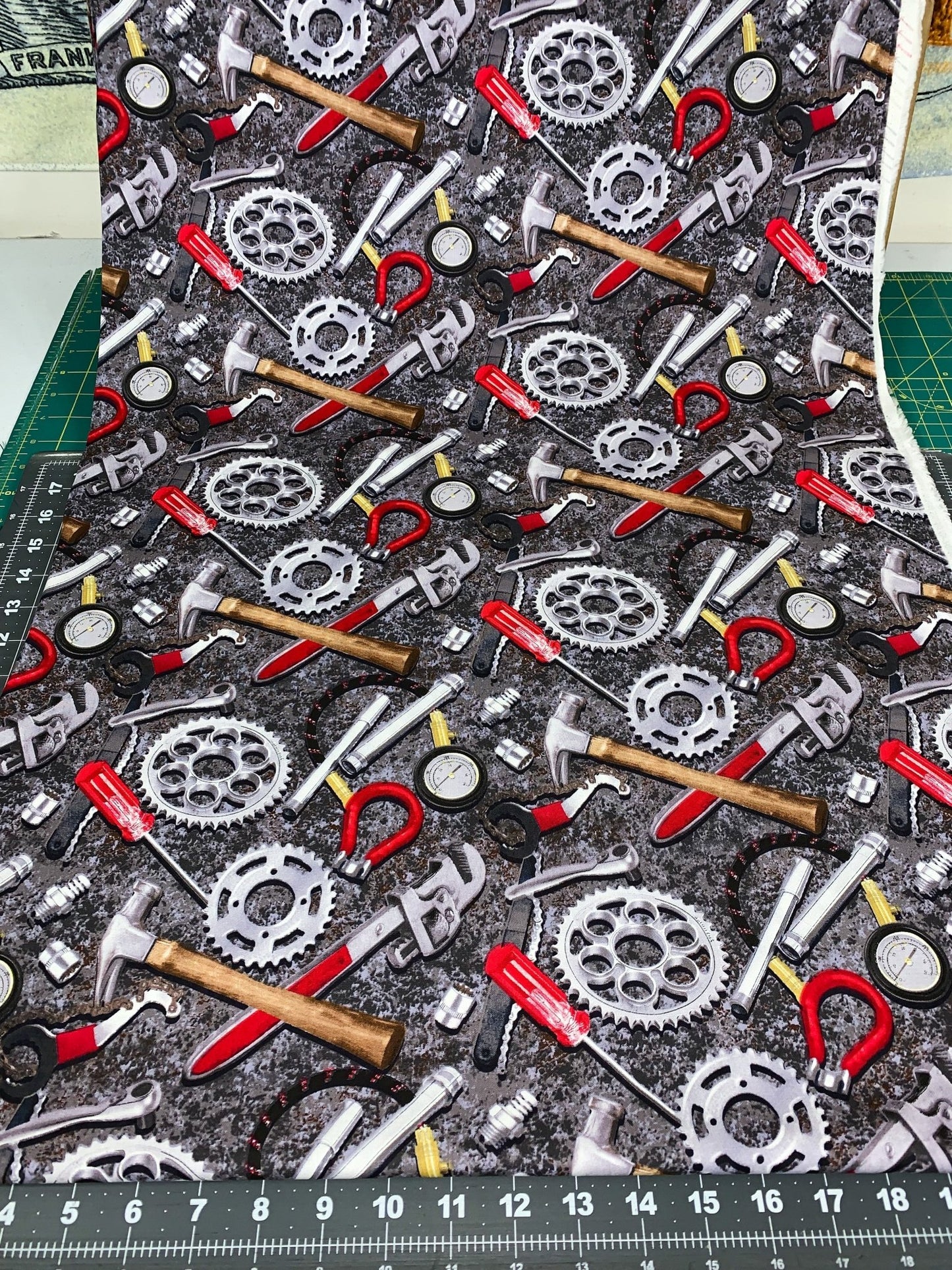 Tools fabric 517 - 97 Hammer and Wrench fabric - Mary Jo Fabrics