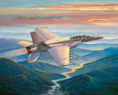 Top Gun Airplane quilt panel Sunset Sortie 36"x44" - Mary Jo Fabrics