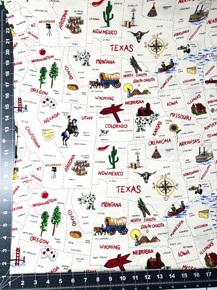 USA States Travel fabric Hobby fabric