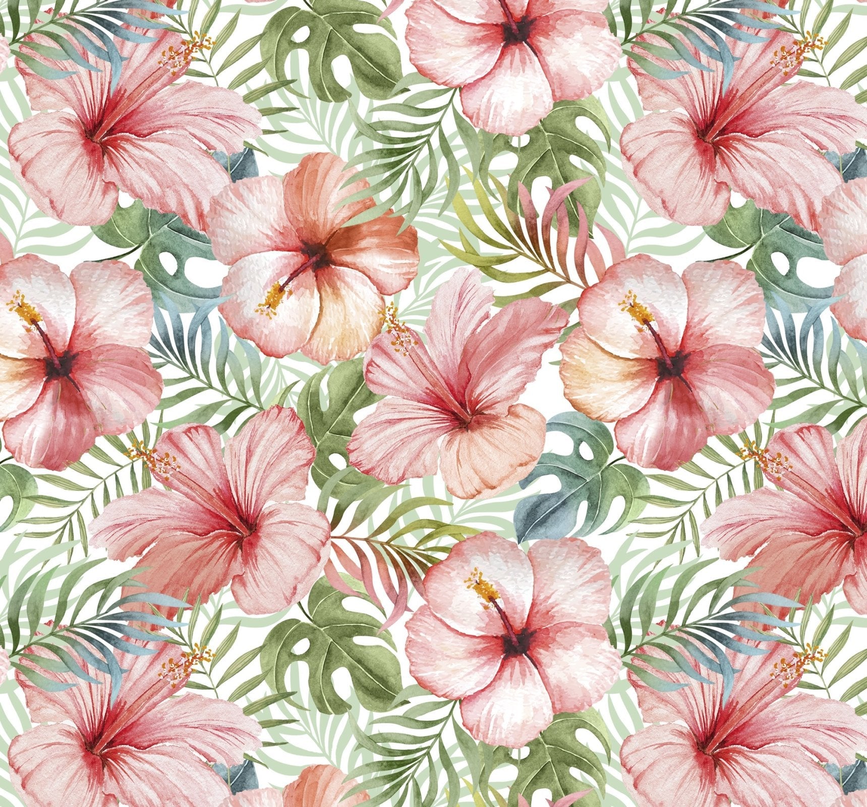 Tropical Blush Floral Fabric DX4497 Hibiscus Flower Fabric - Mary Jo Fabrics