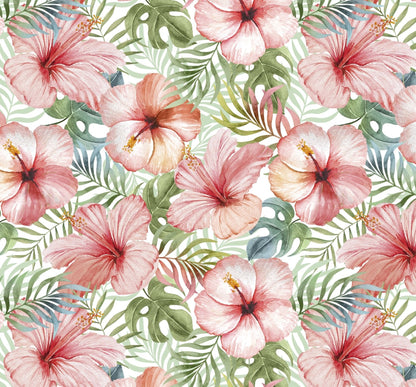Tropical Blush Floral Fabric DX4497 Hibiscus Flower Fabric - Mary Jo Fabrics