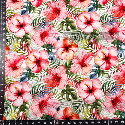 Tropical Blush Floral Fabric DX4497 Hibiscus Flower Fabric - Mary Jo Fabrics