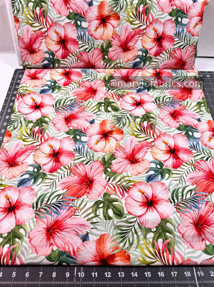 Tropical Blush Floral Fabric DX4497 Hibiscus Flower Fabric - Mary Jo Fabrics