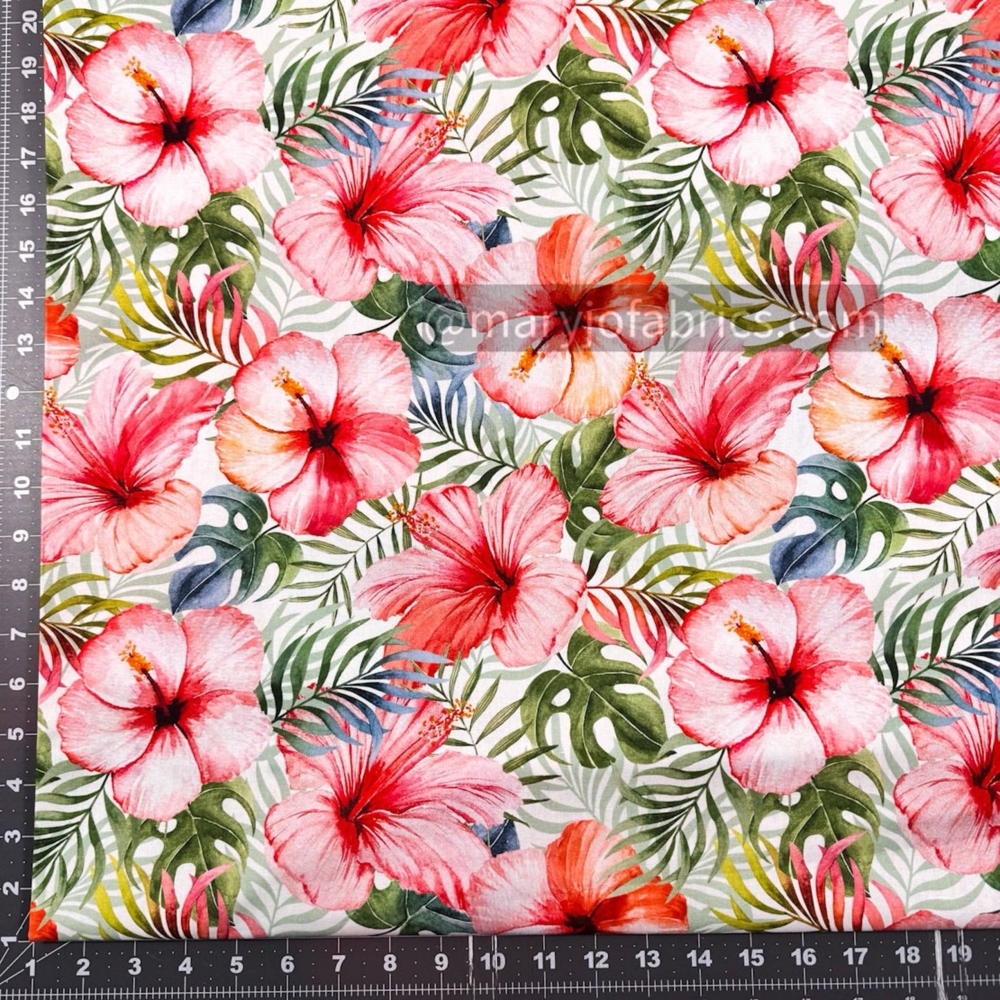 Tropical Blush Floral Fabric DX4497 Hibiscus Flower Fabric - Mary Jo Fabrics