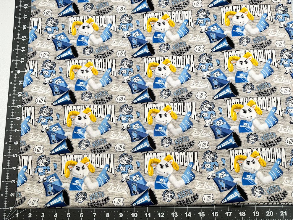 UNC North Carolina fabric 1164 Grey Tarheels cotton fabric - Mary Jo Fabrics