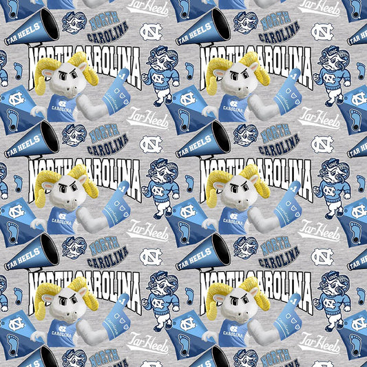 UNC North Carolina fabric 1164 Grey Tarheels cotton fabric - Mary Jo Fabrics