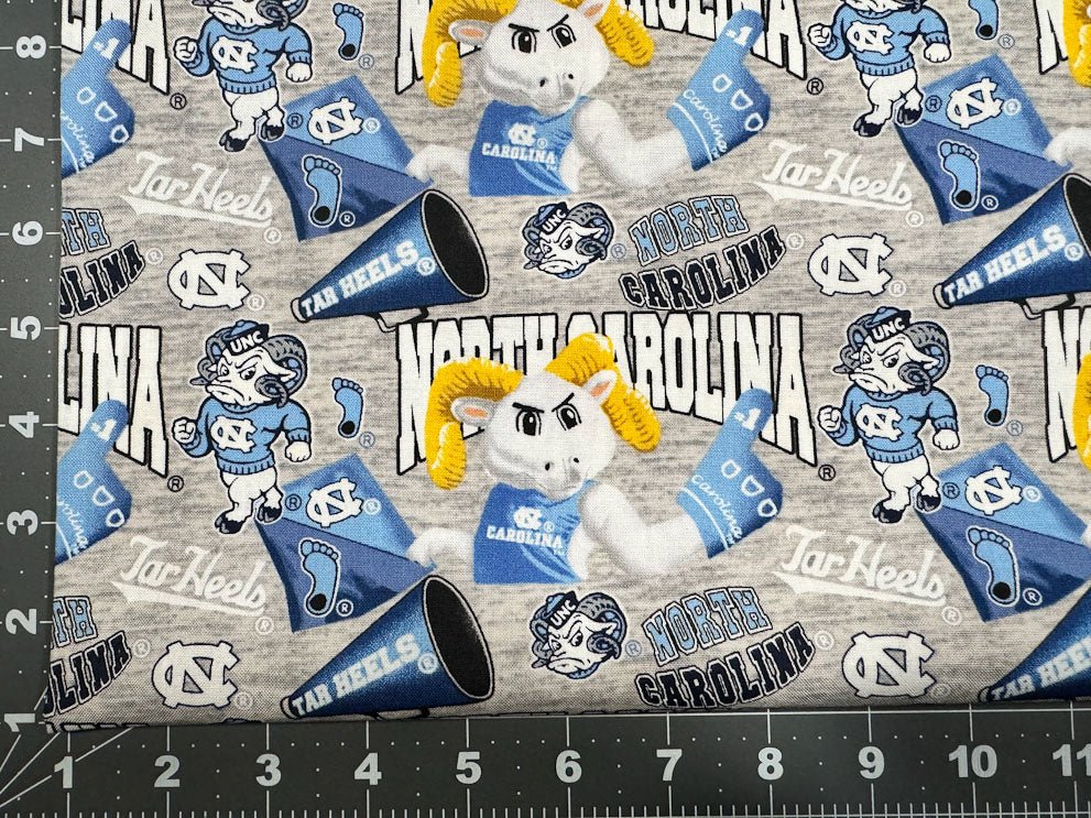 UNC North Carolina fabric 1164 Grey Tarheels cotton fabric - Mary Jo Fabrics