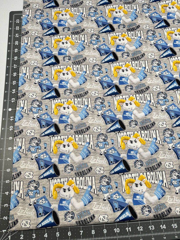 UNC North Carolina fabric 1164 Grey Tarheels cotton fabric - Mary Jo Fabrics