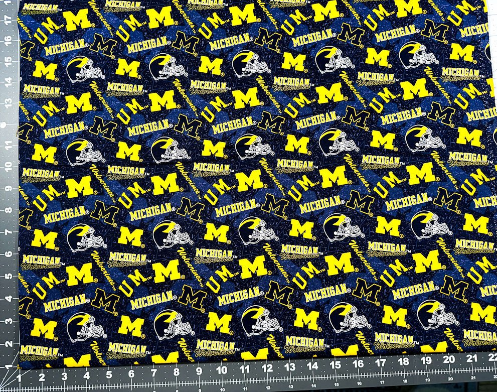 University of Michigan cotton fabric 1178 Wolverines fabric - Mary Jo Fabrics