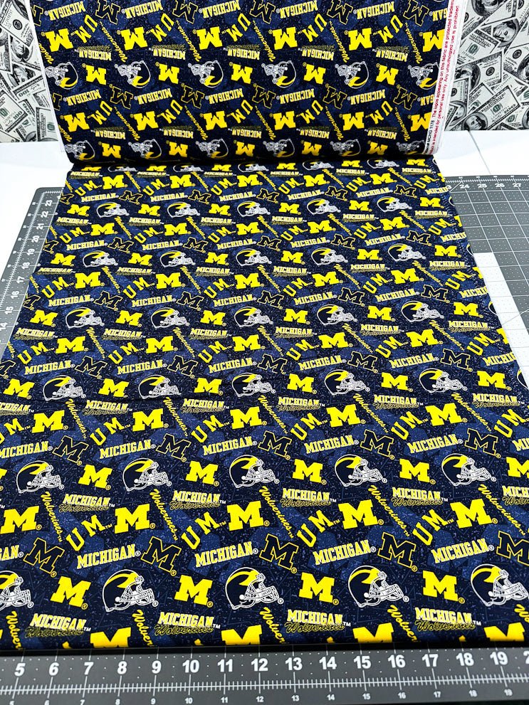 University of Michigan cotton fabric 1178 Wolverines fabric - Mary Jo Fabrics