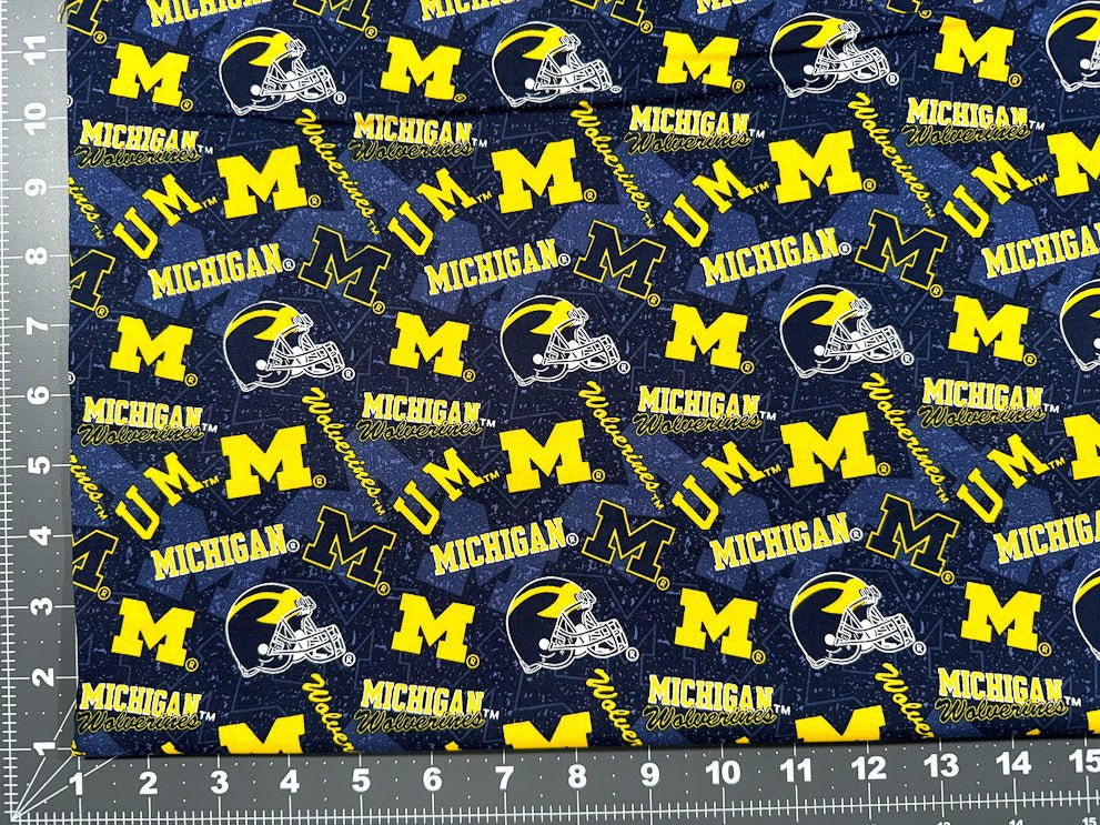 University of Michigan cotton fabric 1178 Wolverines fabric - Mary Jo Fabrics