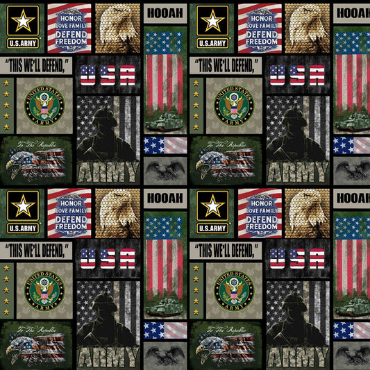 US Army fabric 1339A Military Army Block - Mary Jo Fabrics