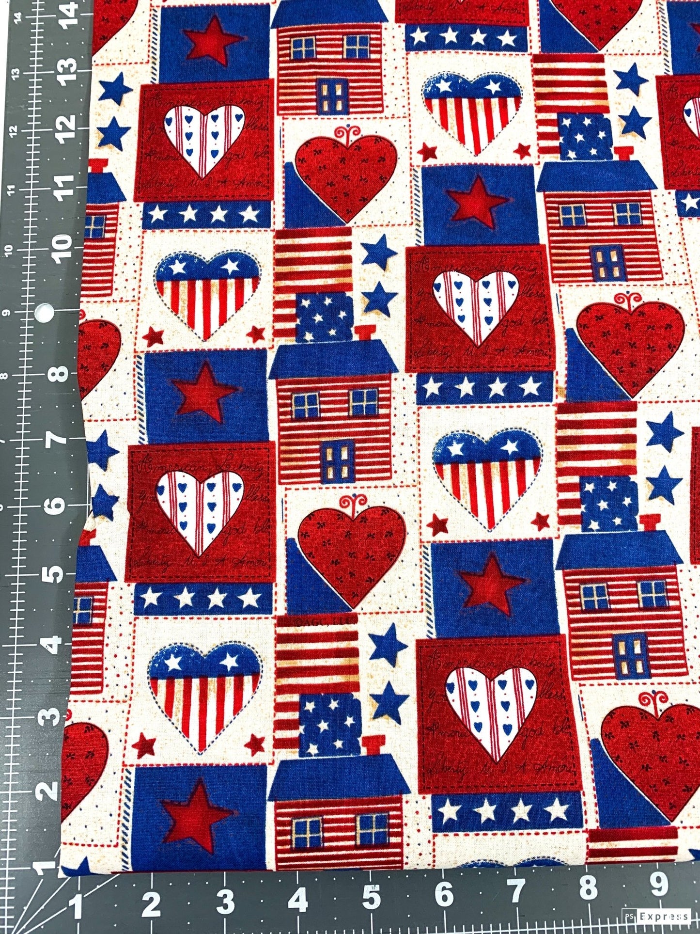 USA Heart Patriotic fabric AG - 9063 - 1B Americana hearts - Mary Jo Fabrics