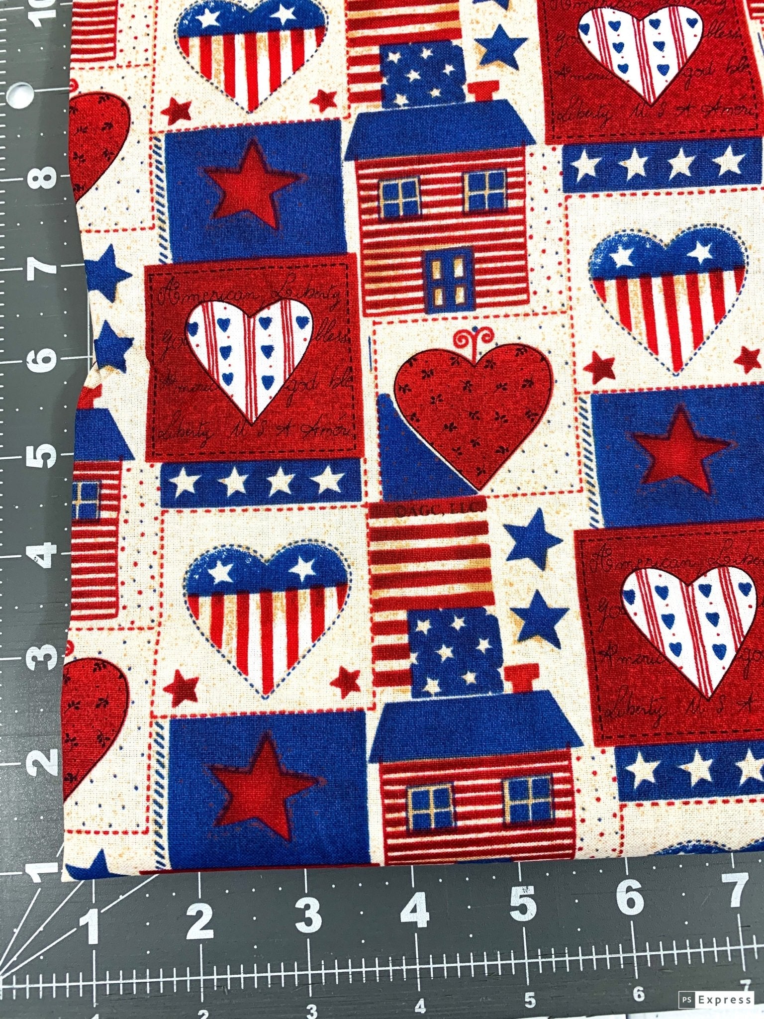 USA Heart Patriotic fabric AG - 9063 - 1B Americana hearts - Mary Jo Fabrics