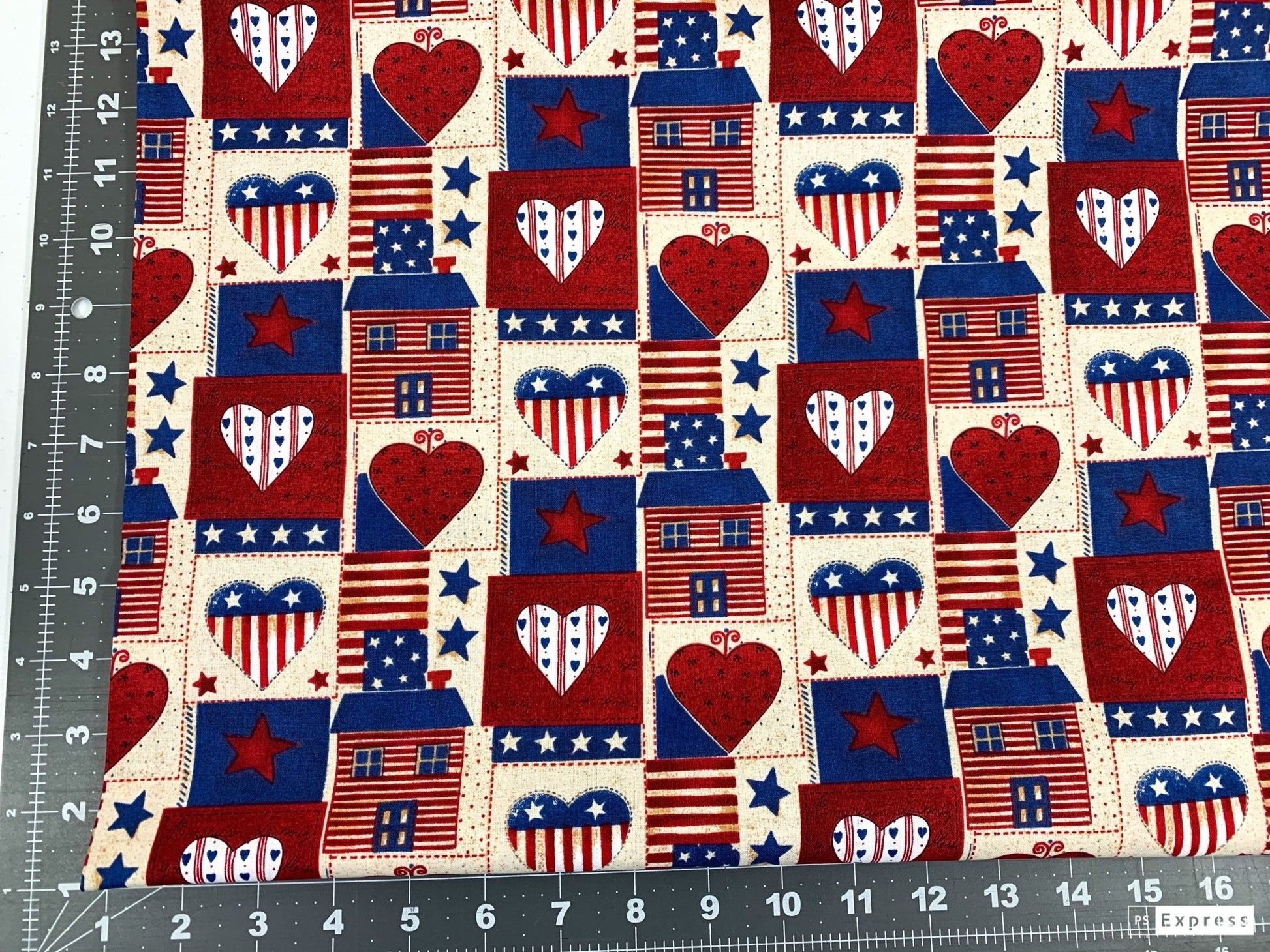 USA Heart Patriotic fabric AG - 9063 - 1B Americana hearts - Mary Jo Fabrics