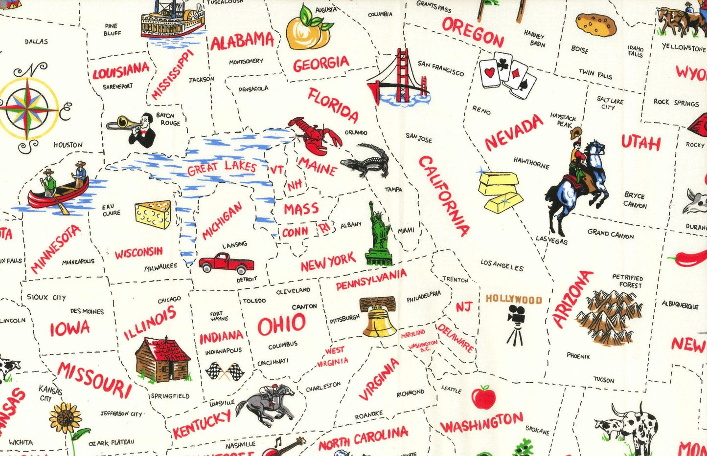 USA States Travel fabric Hobby fabric - Mary Jo Fabrics