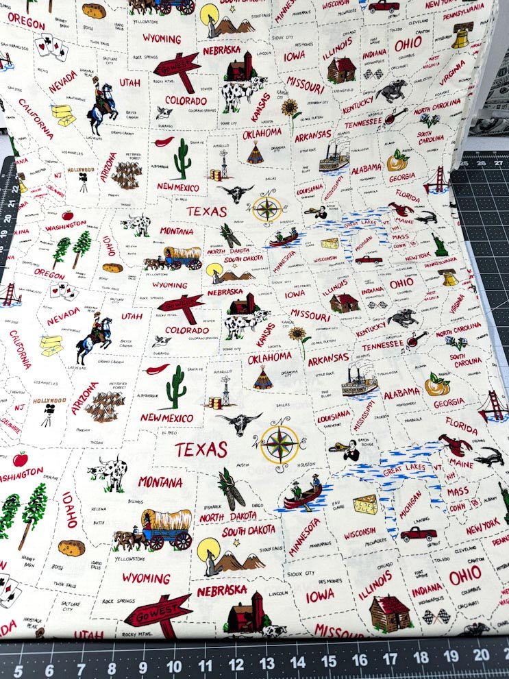 USA States Travel fabric Hobby fabric - Mary Jo Fabrics