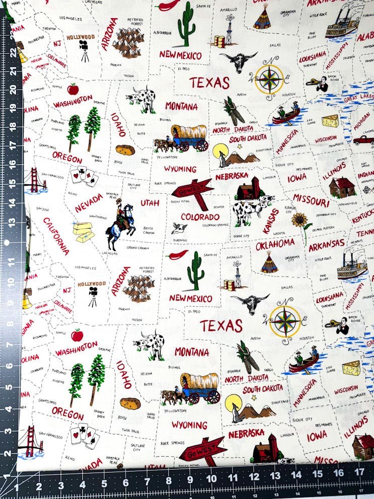 USA States Travel fabric Hobby fabric - Mary Jo Fabrics