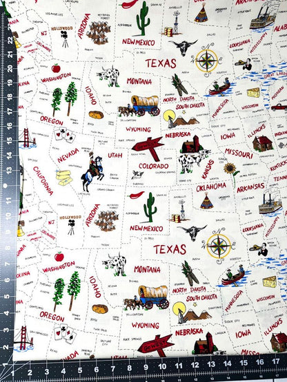 USA States Travel fabric Hobby fabric - Mary Jo Fabrics