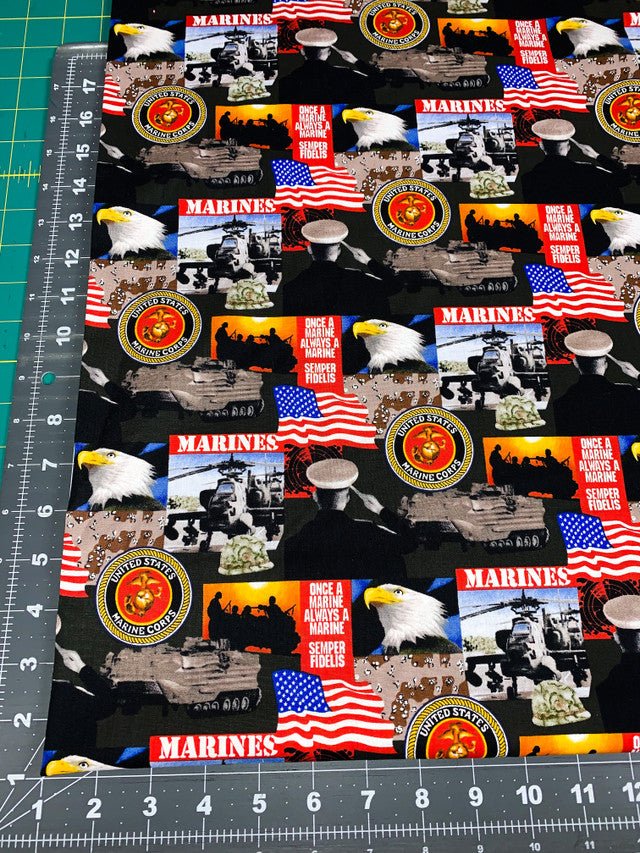 USMC Marine Corps fabric 021M Military fabric Always a Marine fabric - Mary Jo Fabrics