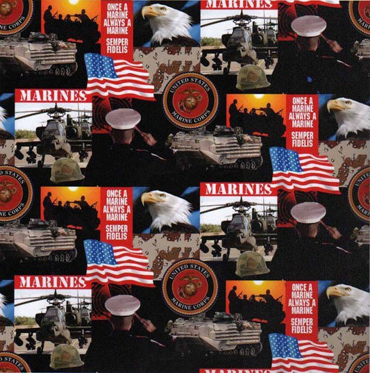 USMC Marine Corps fabric 021M Military fabric Always a Marine fabric - Mary Jo Fabrics