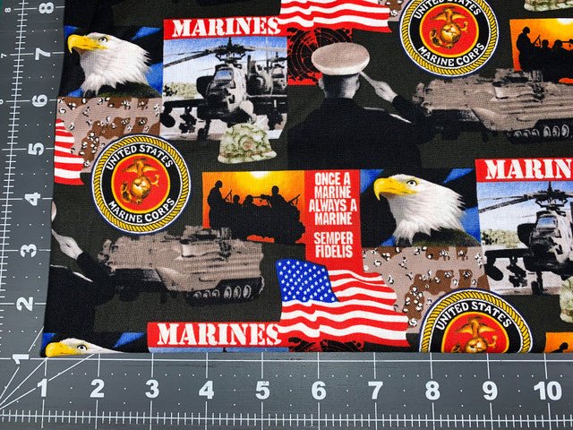 USMC Marine Corps fabric 021M Military fabric Always a Marine fabric - Mary Jo Fabrics