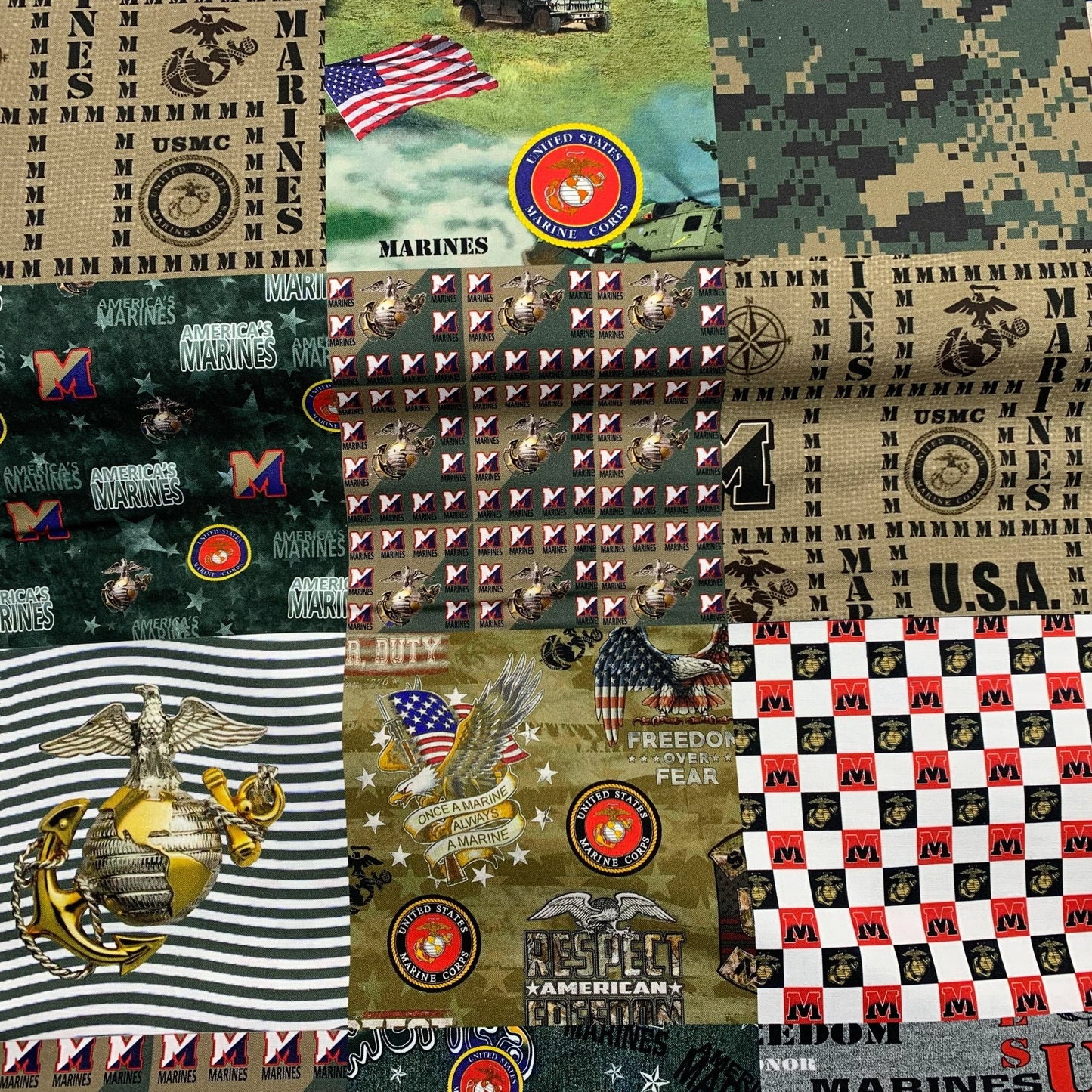 USMC Marine Corps fabric 1363M Military Cheater Quilt - Mary Jo Fabrics