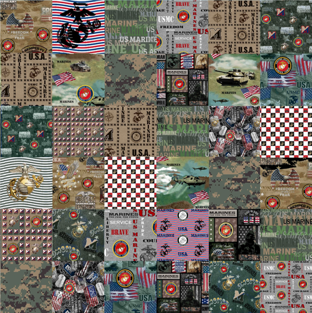 USMC Marine Corps fabric 1363M Military Cheater Quilt - Mary Jo Fabrics