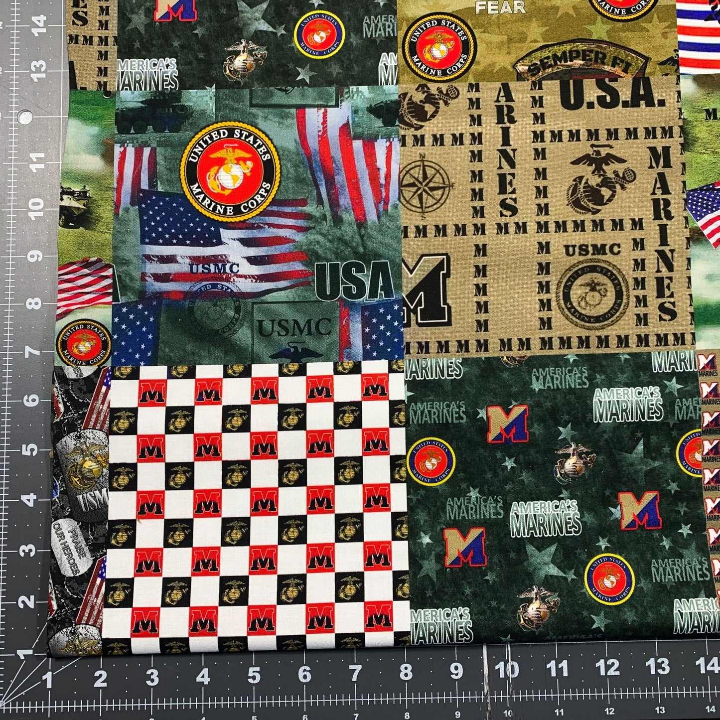USMC Marine Corps fabric 1363M Military Cheater Quilt - Mary Jo Fabrics