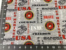 USMC Marine Corps fabric Grey Military cotton fabric - Mary Jo Fabrics