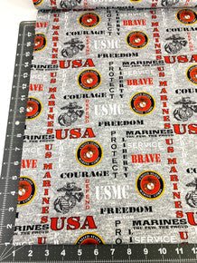 USMC Marine Corps fabric Grey Military cotton fabric - Mary Jo Fabrics